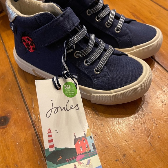 Joules Navy Kids High-Top Sneakers with Red Ladybug Accent size 10 - Picture 3 of 7